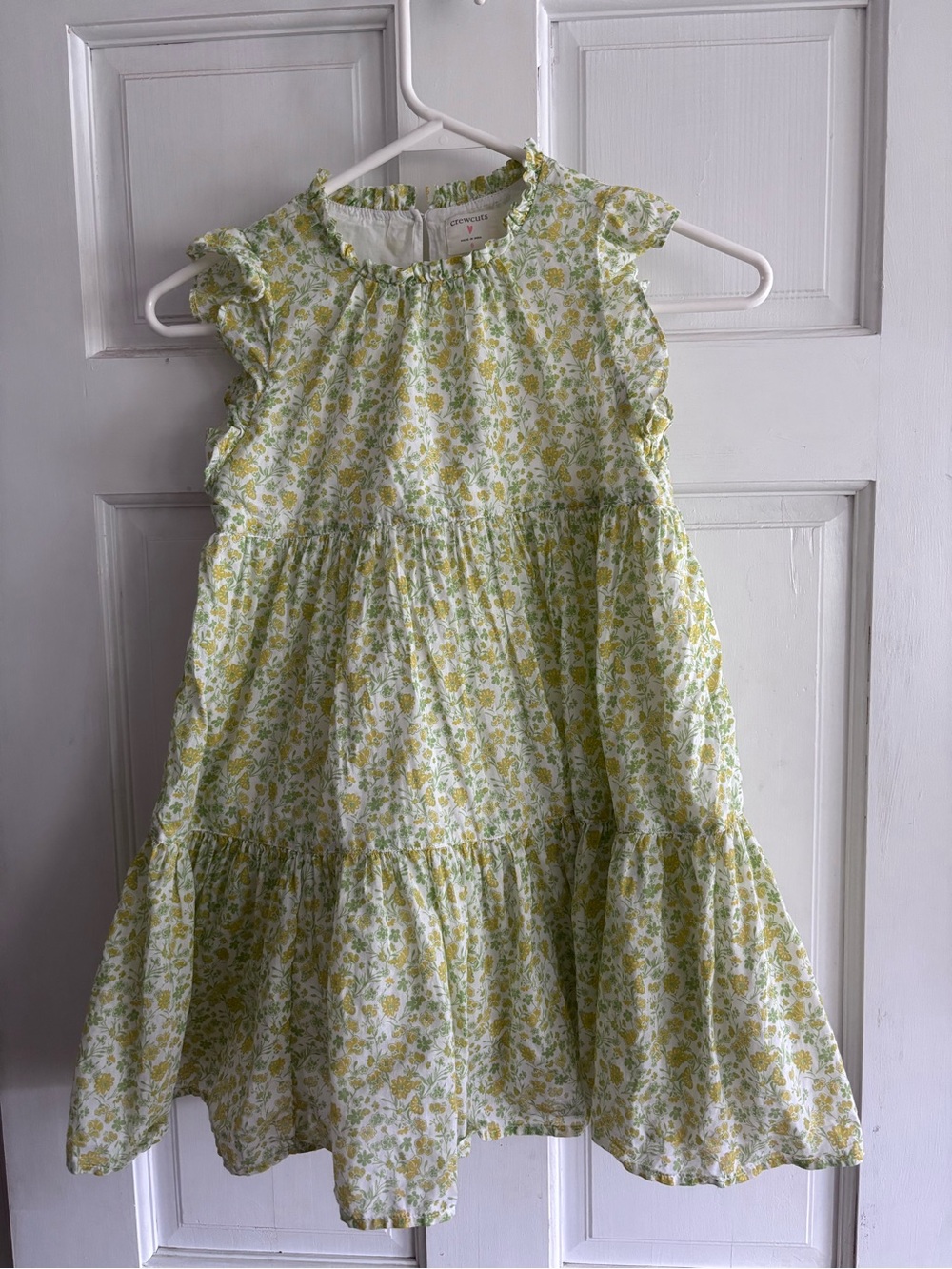 Crewcuts Girls' Yellow green Floral Tiered Summer Dress 6